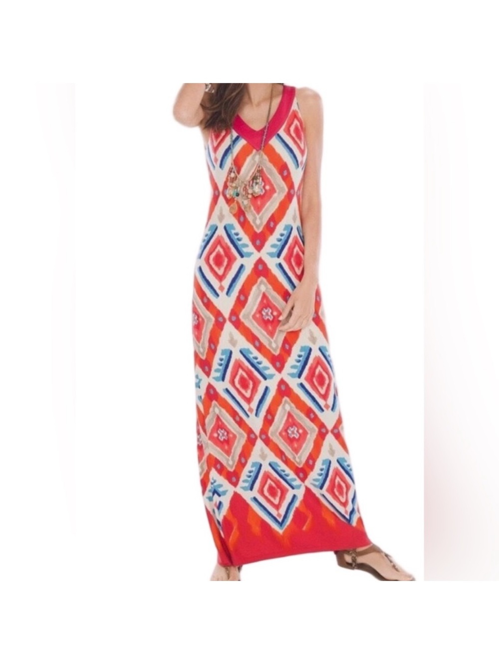 Chicos Geometric Colorful Ikat
Maxi Dress Size XL